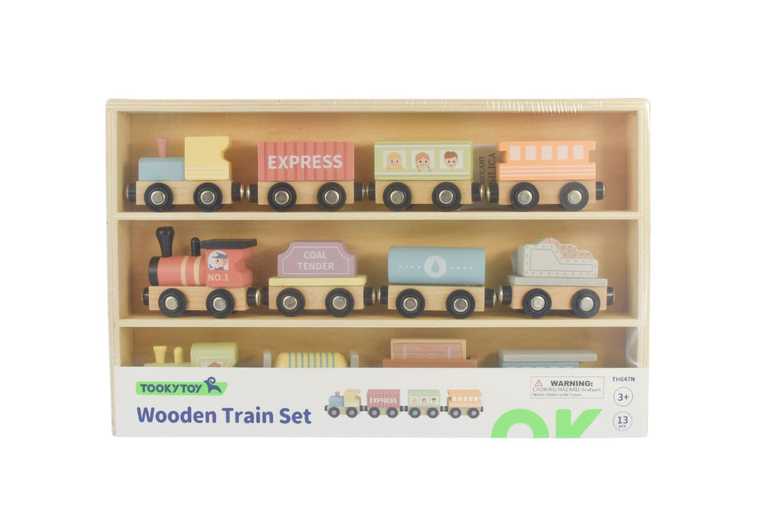 Wooden Train Set - Pastel