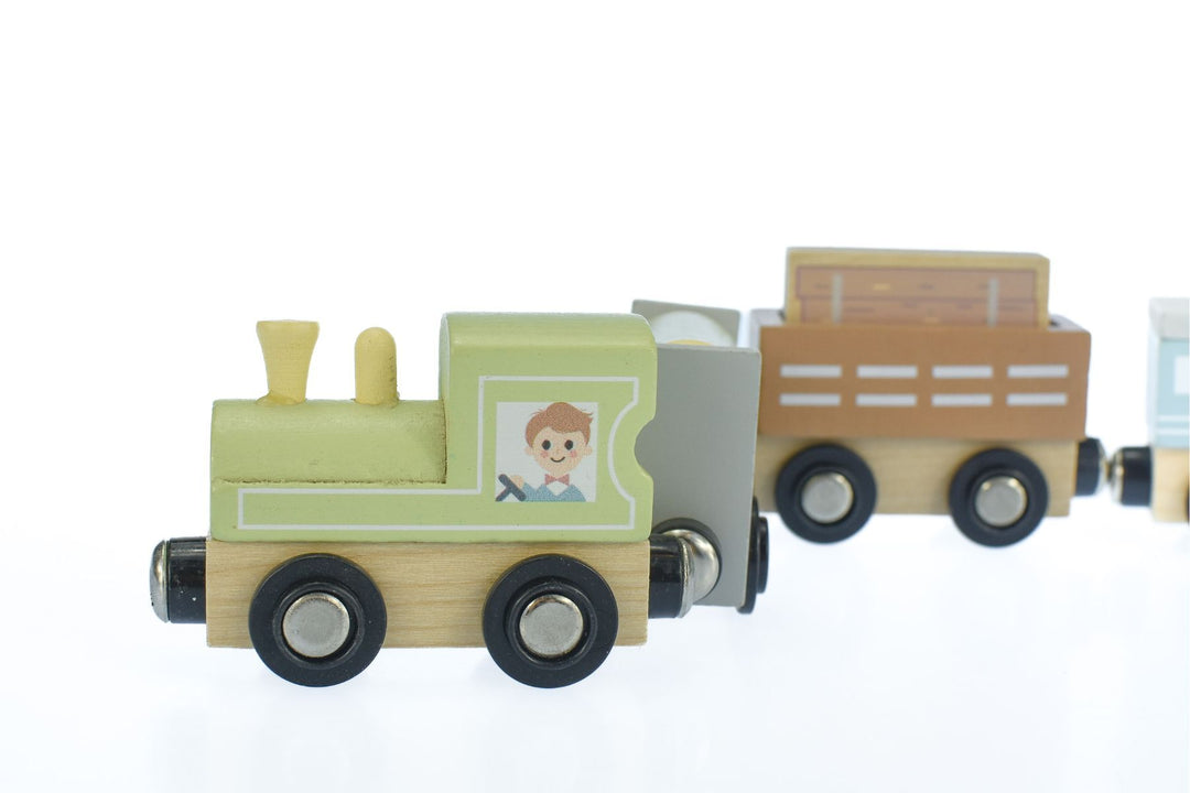 Wooden Train Set - Pastel