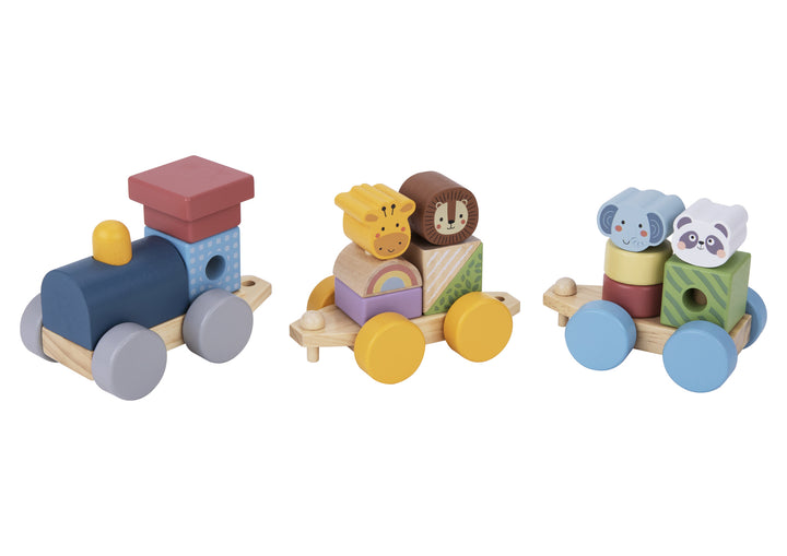 Wooden Train Set with Stacking Animals