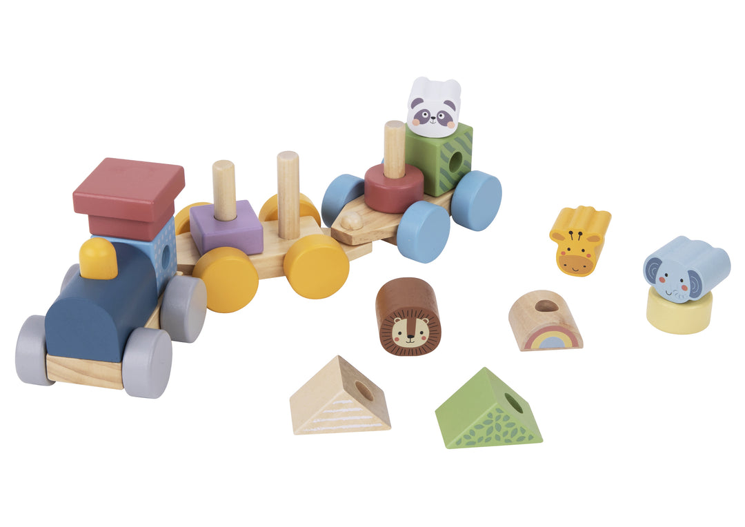 Wooden Train Set with Stacking Animals