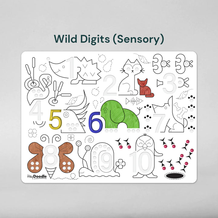 Sensory Colour-in Placemat - Wild Digits