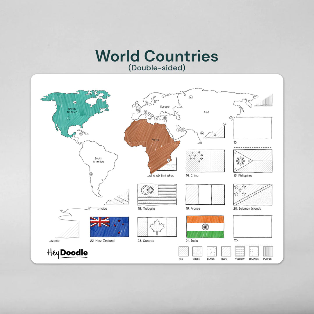 Reusable Colour-in Placemat - World Countries
