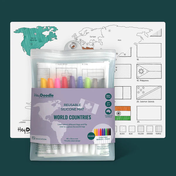 Reusable Colour-in Placemat - World Countries