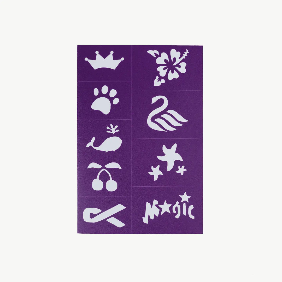 Oh Flossy Reusable Adhesive Face Paint & Makeup Stencils - Purple