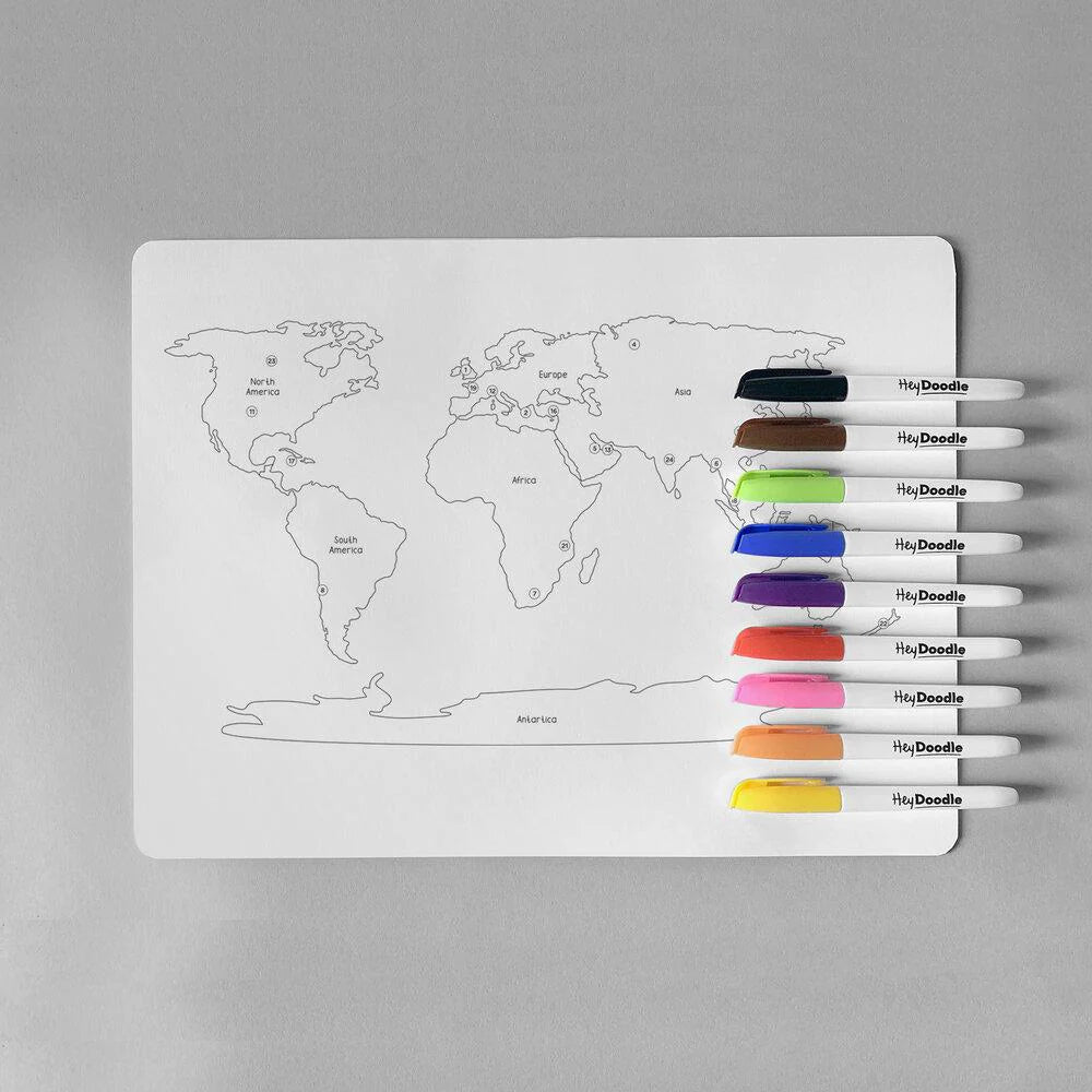 Reusable Colour-in Placemat - World Countries