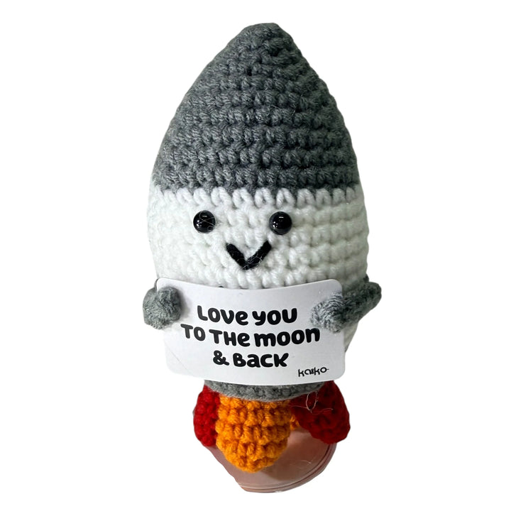 Mini Hand Crochet Plush Support | Love You to the Moon & Back Rocket