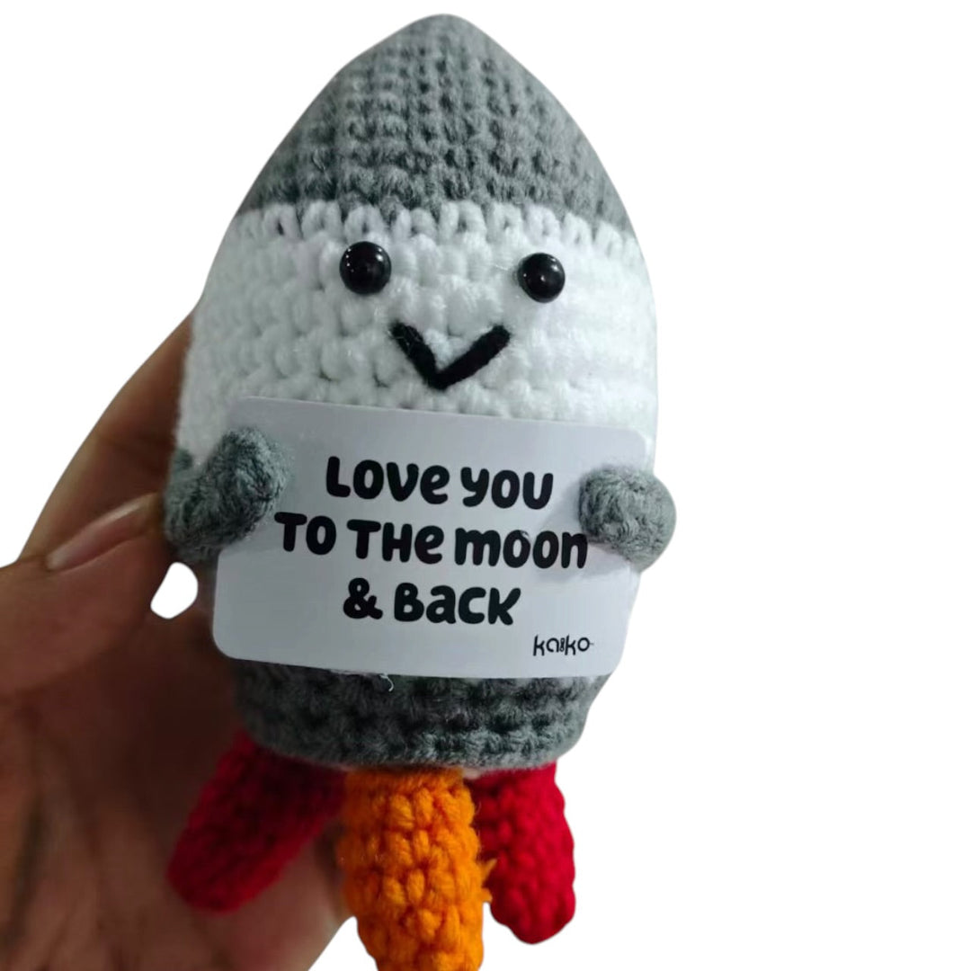 Mini Hand Crochet Plush Support | Love You to the Moon & Back Rocket