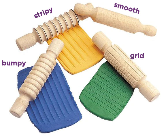 Wooden Pattern Rolling Pins - Set of 4