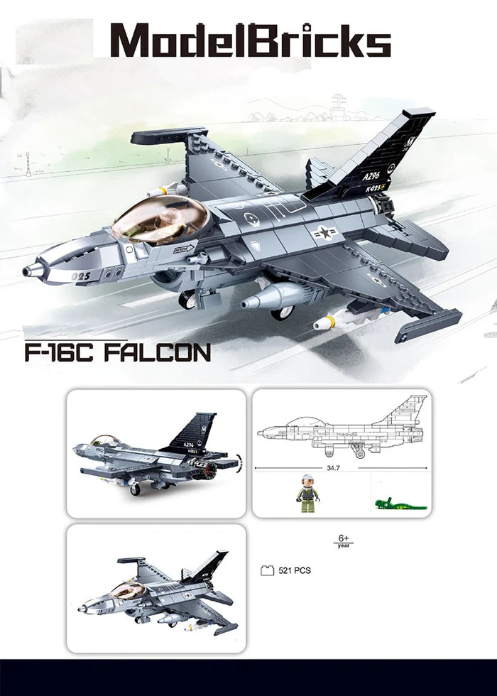 Model Bricks F-16C Falcon Fighter 521 PCS