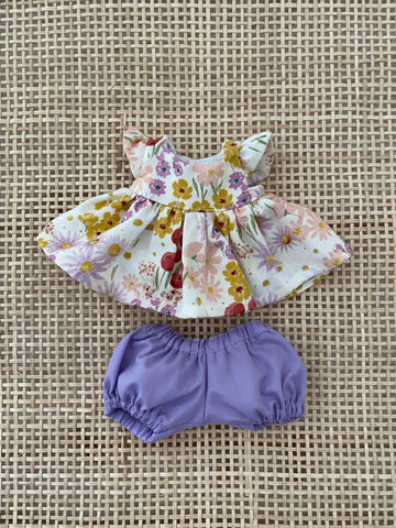 21cm Dress - Mustard and Lavender Flowers