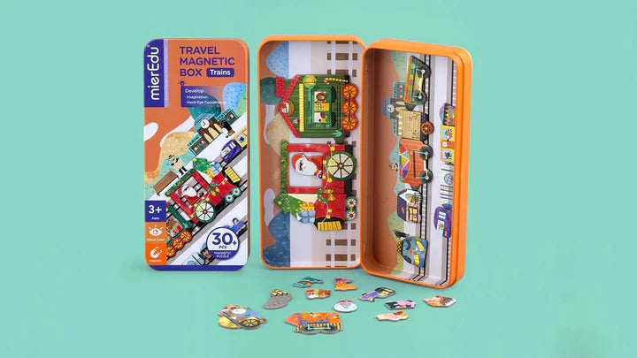 Magnetic Puzzle Tin - Trains