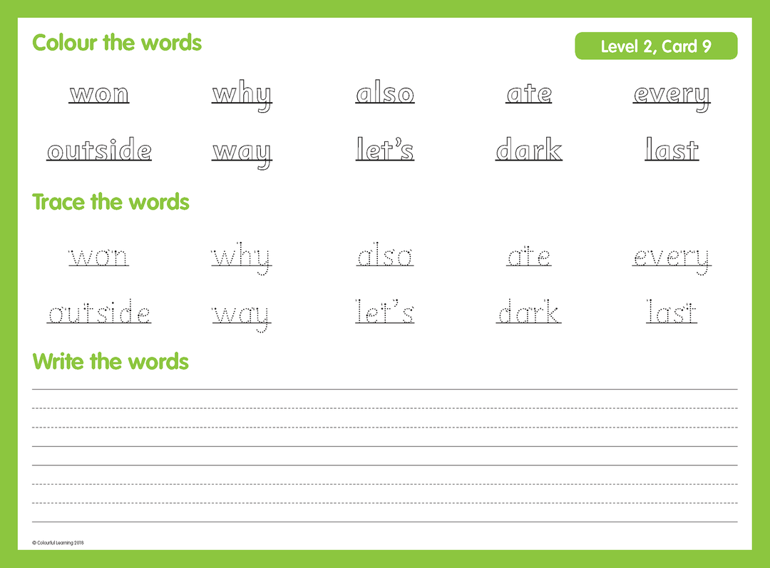 SIGHT WORDS level two EXPAND VOCABULARY