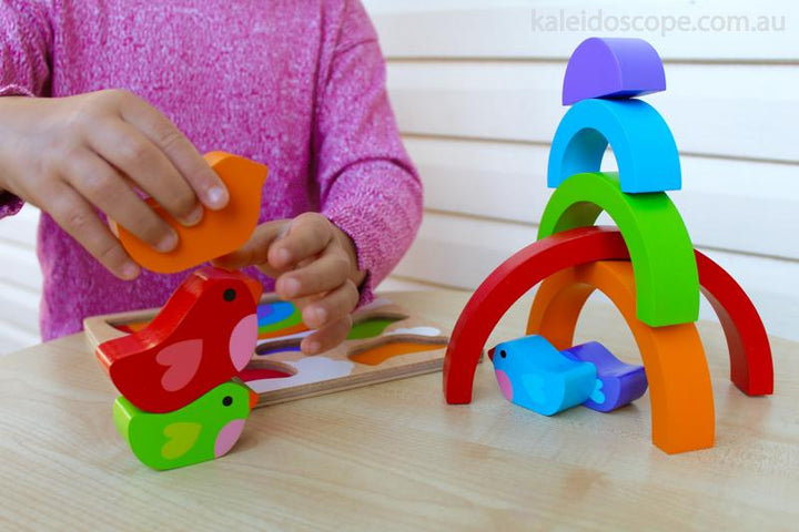 Wooden Puzzle - Bird And Rainbow