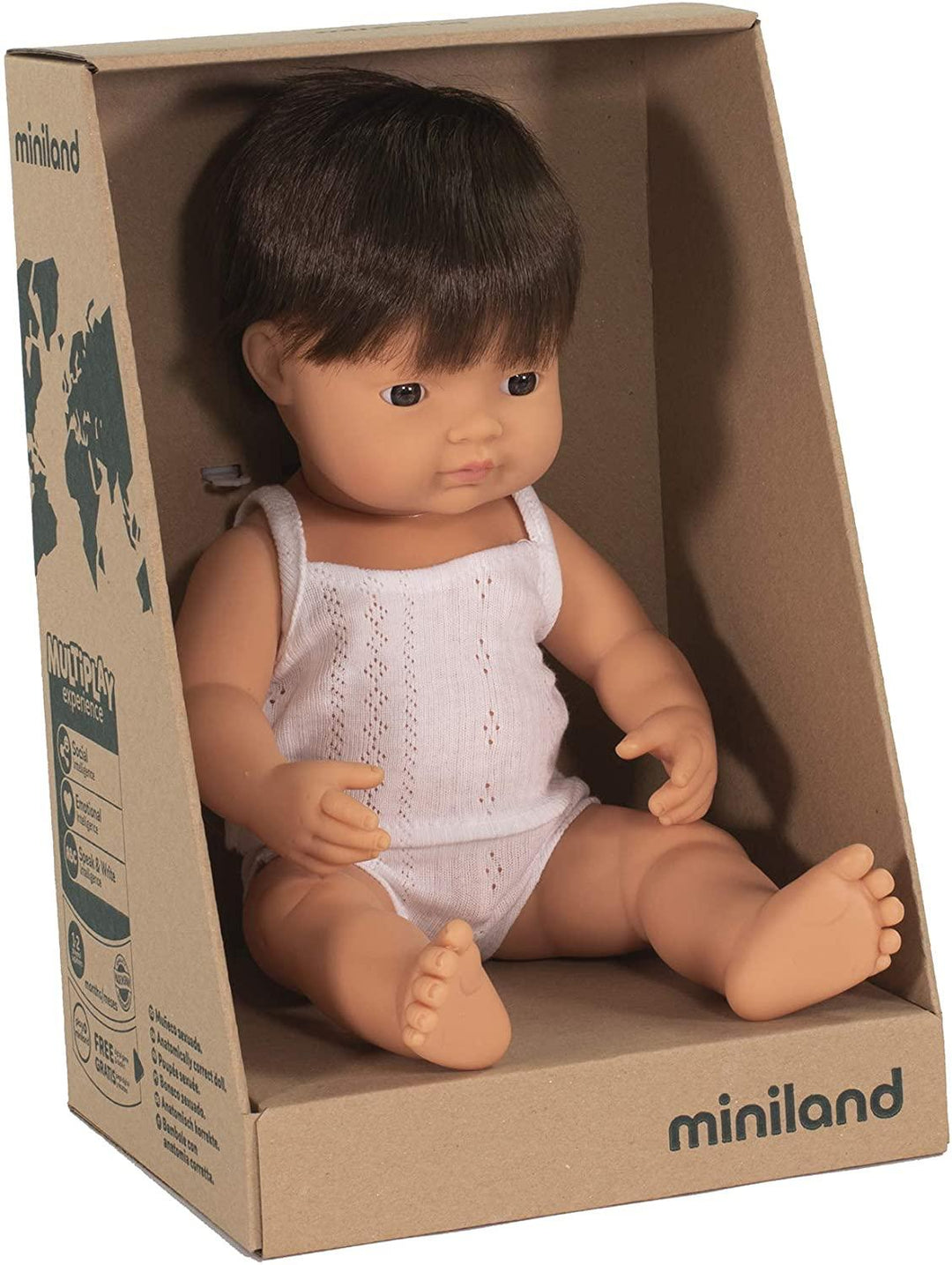 Miniland Doll - Caucasian Boy - Brunette - 38cm