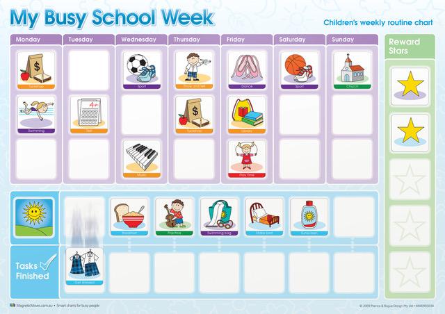 My Busy School Week - Magnetic Activity Chart