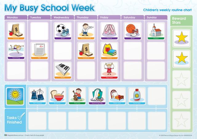 My Busy School Week - Magnetic Activity Chart