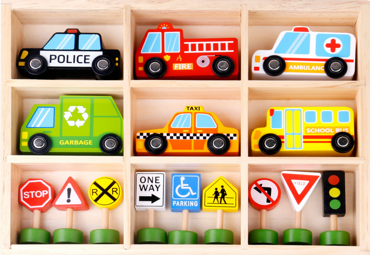 Wooden Transportation Set with Street Signs