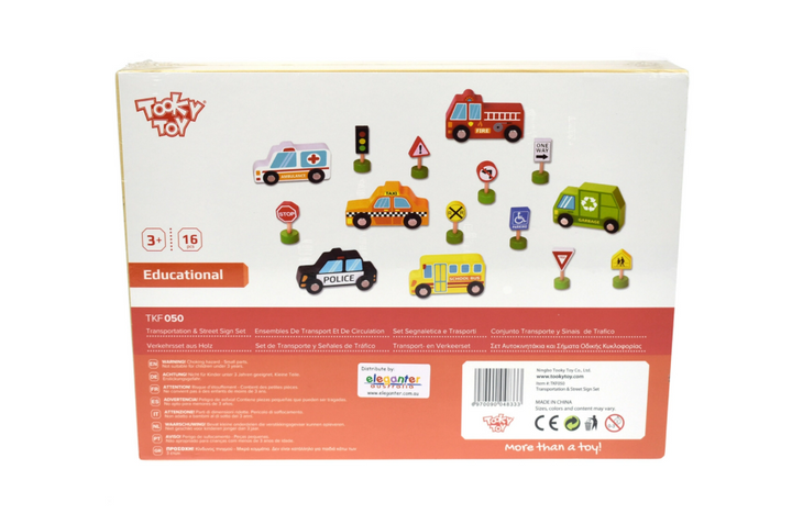 Wooden Transportation Set with Street Signs