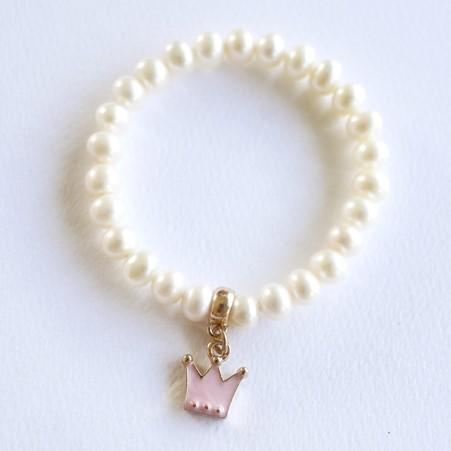 Pearl Bracelet - Pink Crown