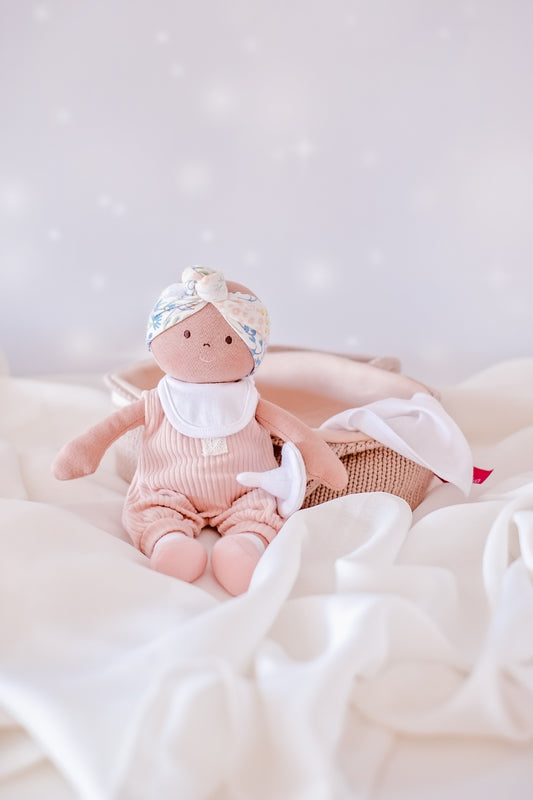 Baby in Knitted Cot - Pink