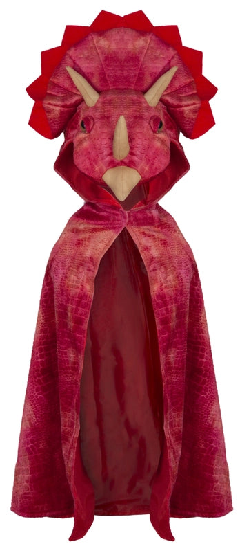 Dressup - Cape - Red Triceratops Hooded Cape