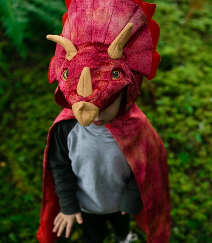 Dressup - Cape - Red Triceratops Hooded Cape