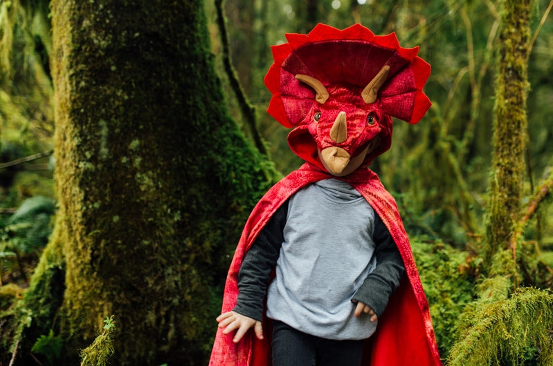 Dressup - Cape - Red Triceratops Hooded Cape